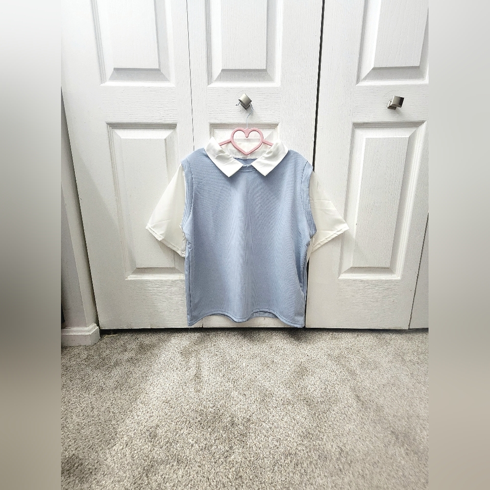 Light Blue Collared Top (M)